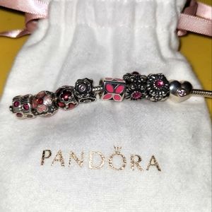 Pandora retired pink charm bundle sterling